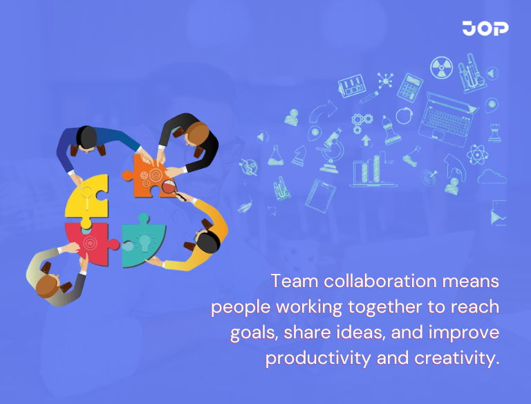 A team collaborating effectively to achieve a common goal, communicating across departments and external partners to drive success.
