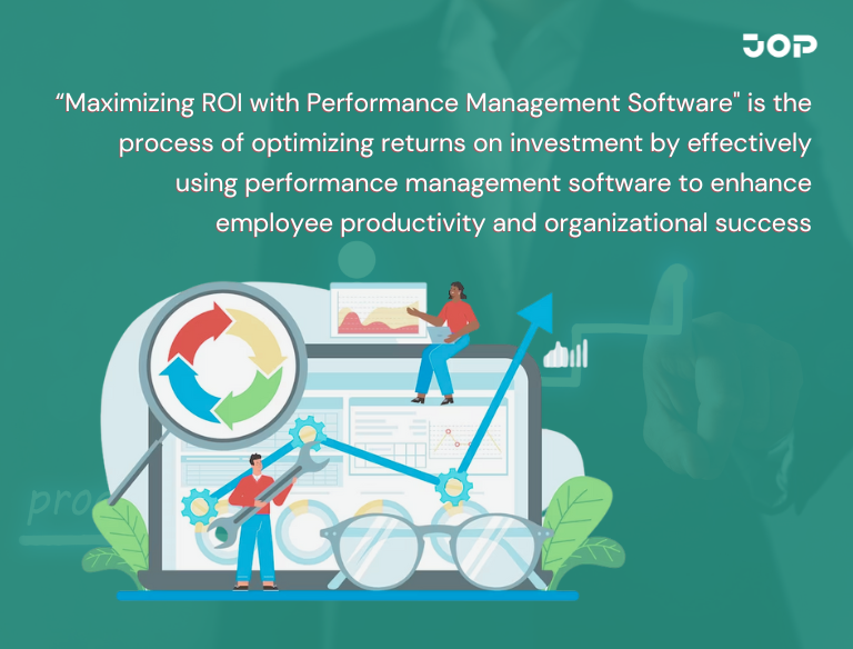 Infographic on maximizing ROI of Performance Management Software with strategies for team success.