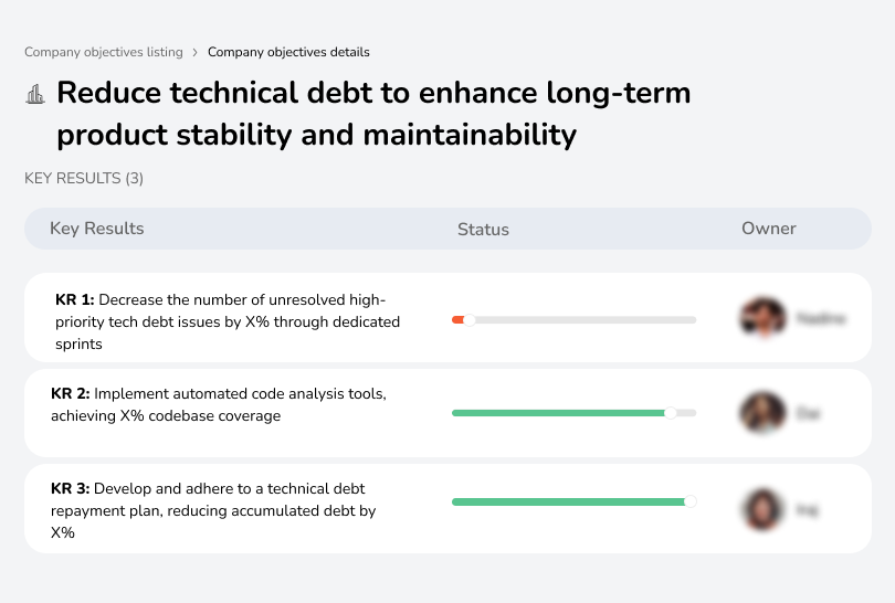 Lower technical debt for better product stability.