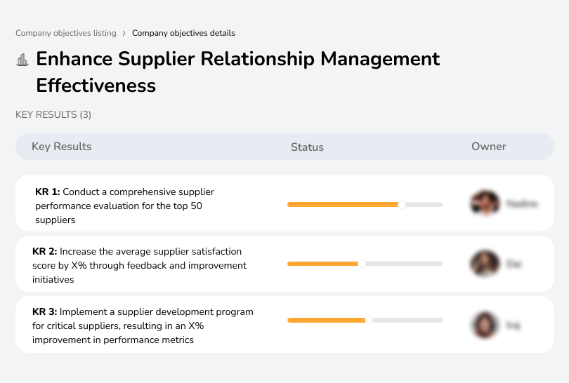 Objective to improve supplier management through performance evaluations and development programs.