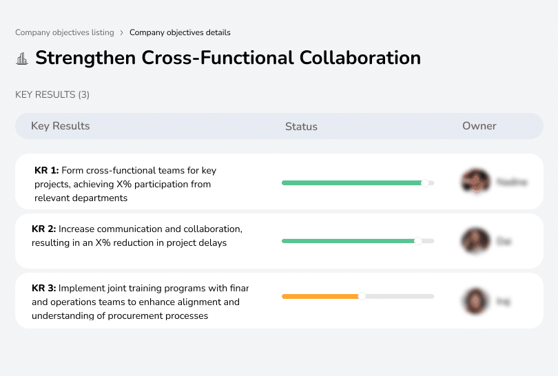 Objective to enhance collaboration across functions by forming cross-functional teams and joint training.