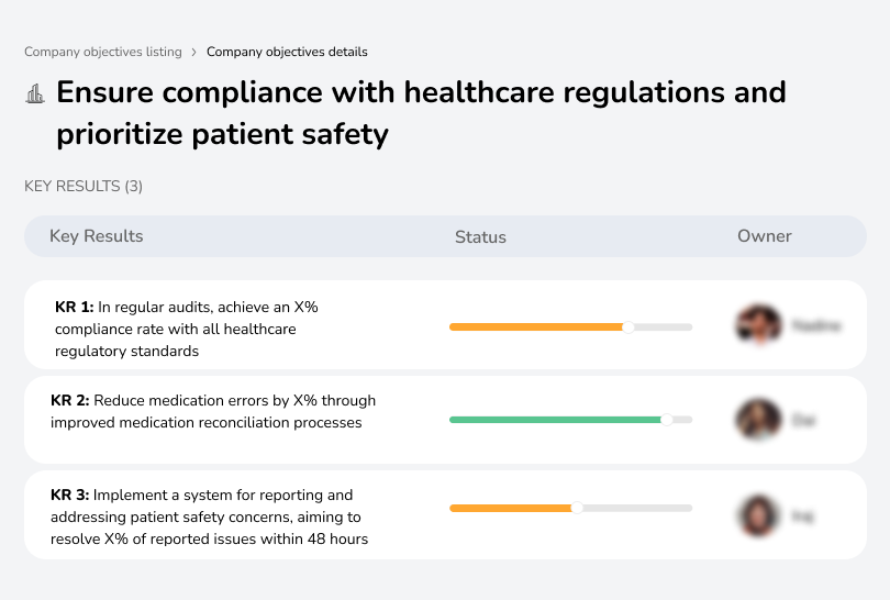 Maintain regulatory compliance and patient safety.