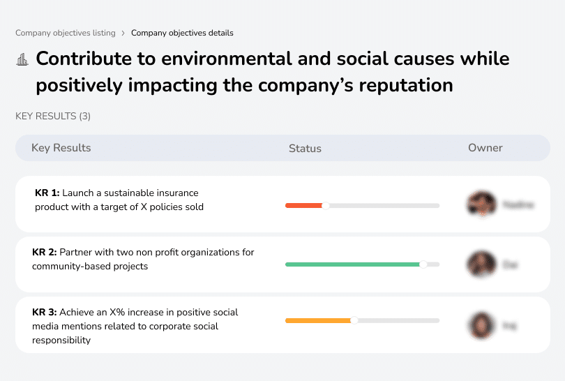 Launch sustainable products, partner with nonprofits, increase social media mentions.
