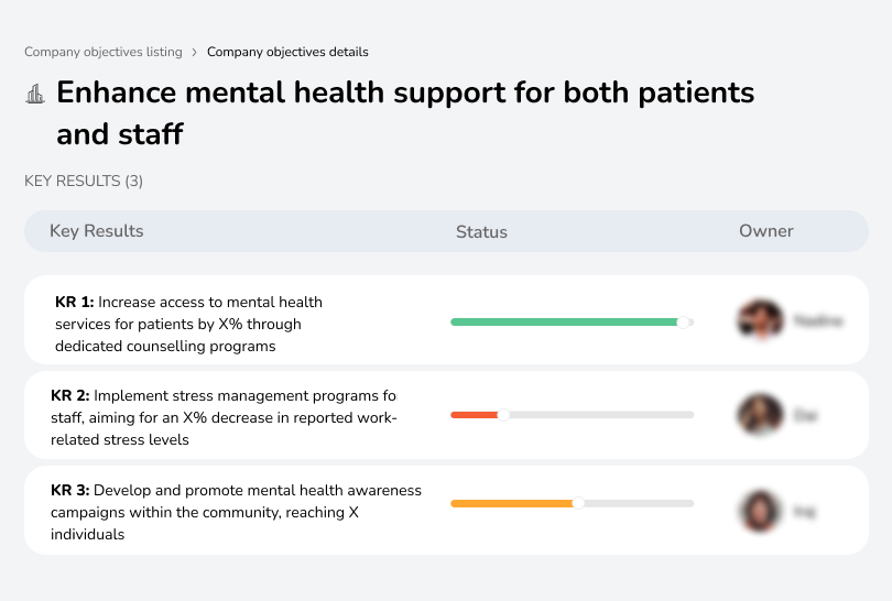 Improve mental health support for patients and staff.