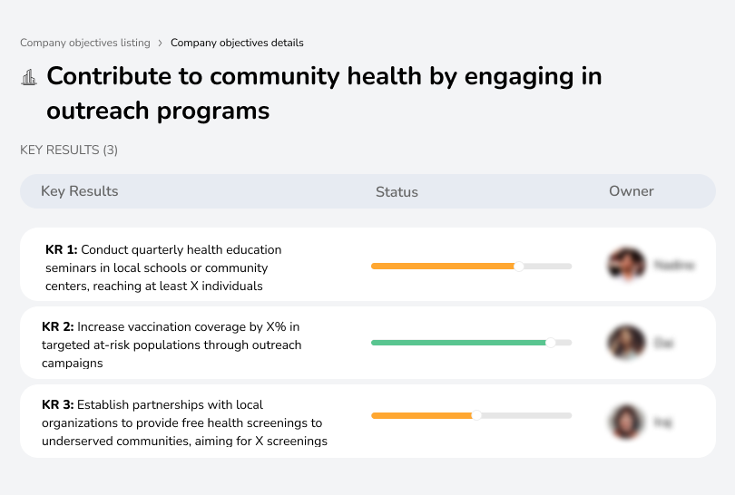 Expand community health efforts through outreach.