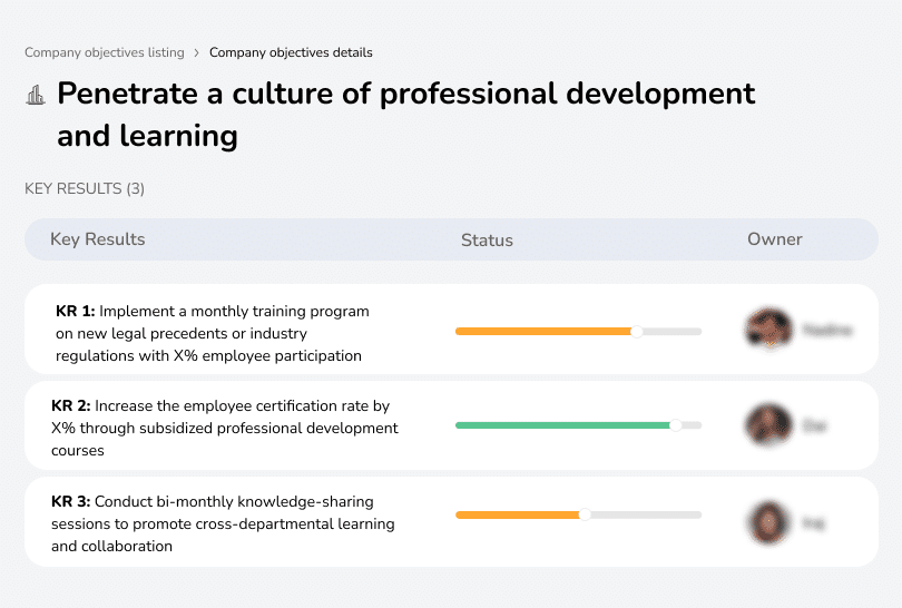 Foster continuous learning and professional growth in legal teams.

