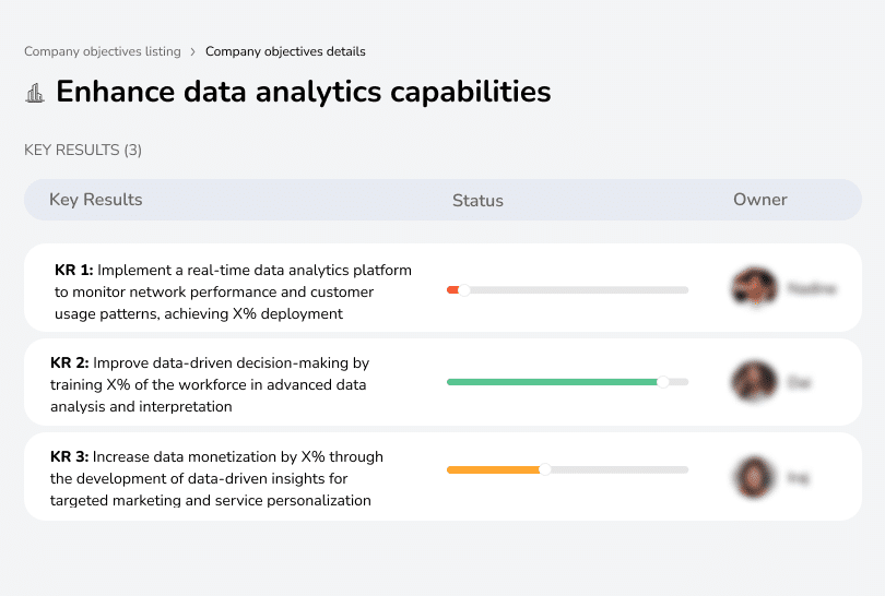Implement analytics platform, train workforce, increase monetization.
