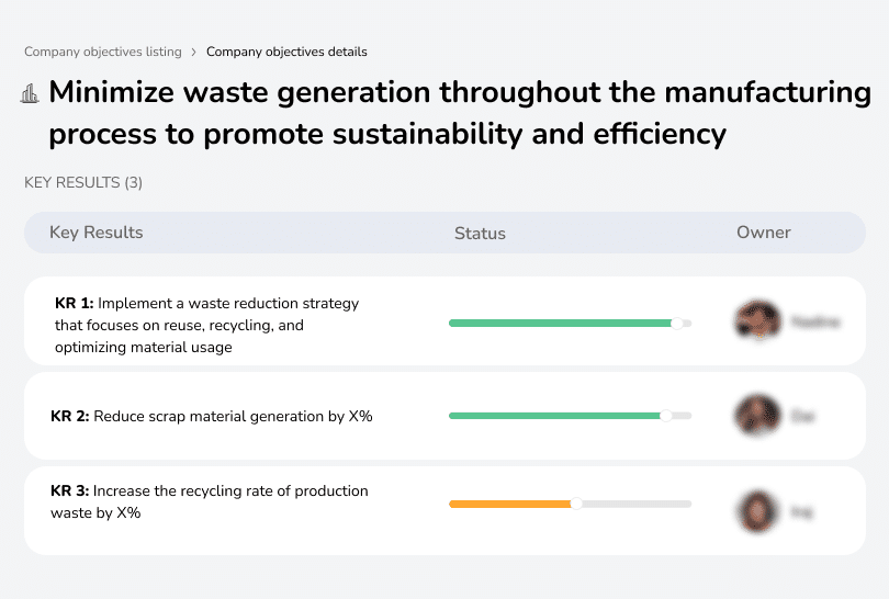 Factory implementing waste reduction techniques like recycling and lean manufacturing.
