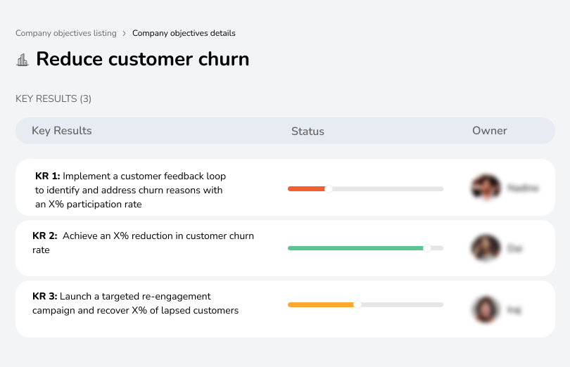 Lower the churn rate by addressing feedback and re-engagement.
