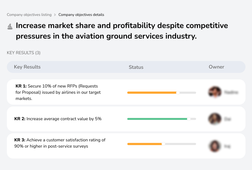 Boost market share and profitability amidst competitive pressures in aviation ground services.