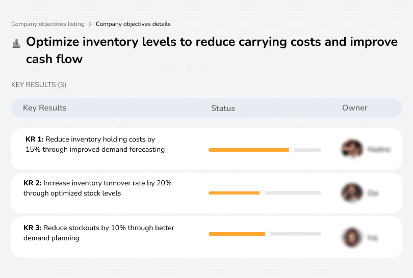 Balance inventory levels to lower carrying costs and enhance cash flow efficiency.
