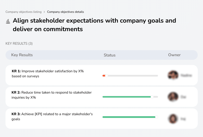 Align stakeholder expectations with company goals to ensure transparency, trust, and successful commitment delivery.