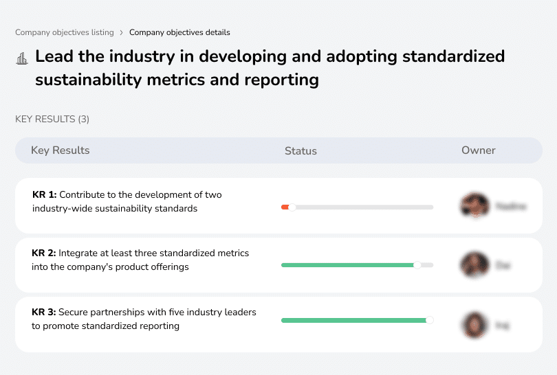 Lead in adopting sustainable metrics and reporting standards