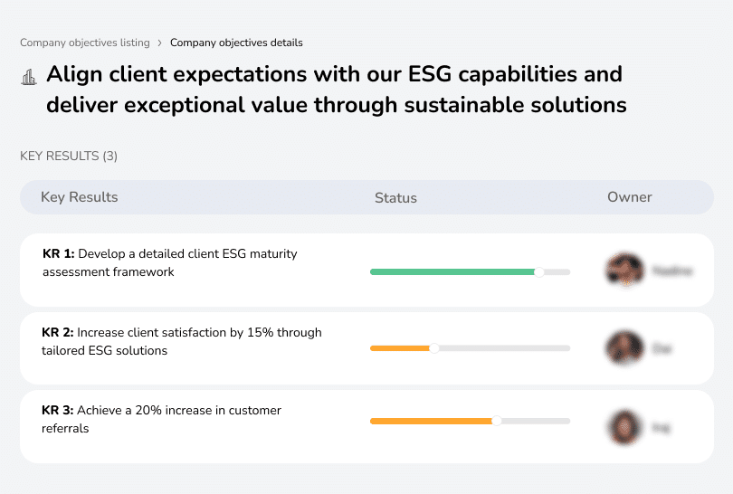 Align client expectations with ESG capabilities