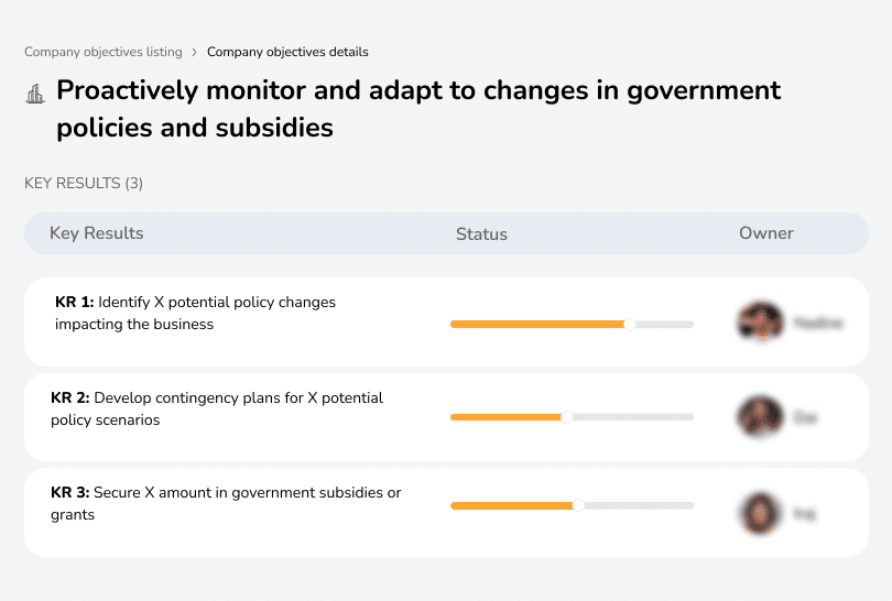 Continuously track and adjust to shifts in government policies and subsidies to maintain compliance and competitiveness.