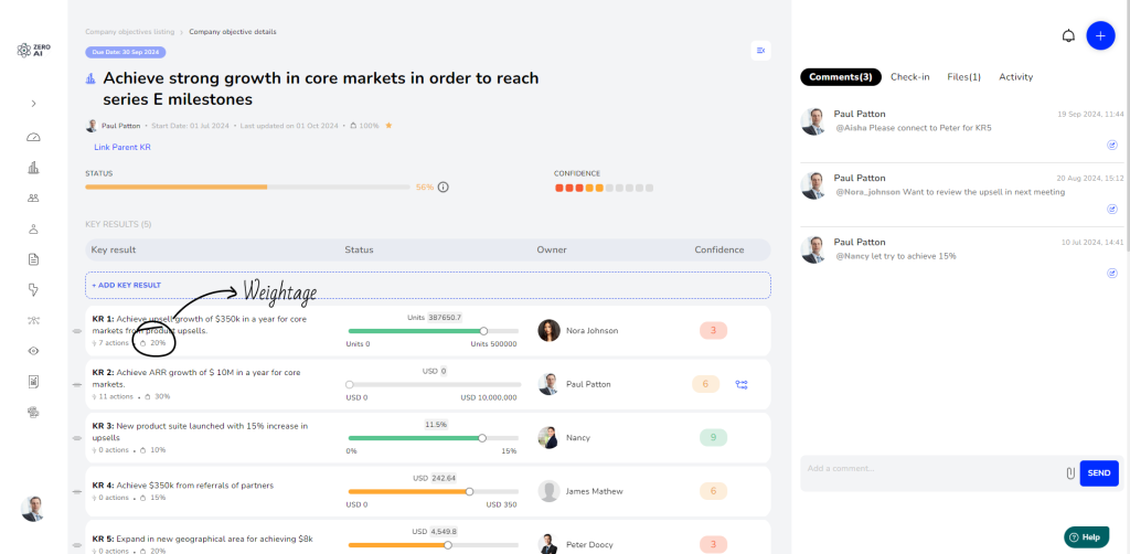 pre-define scoring criteria for key results