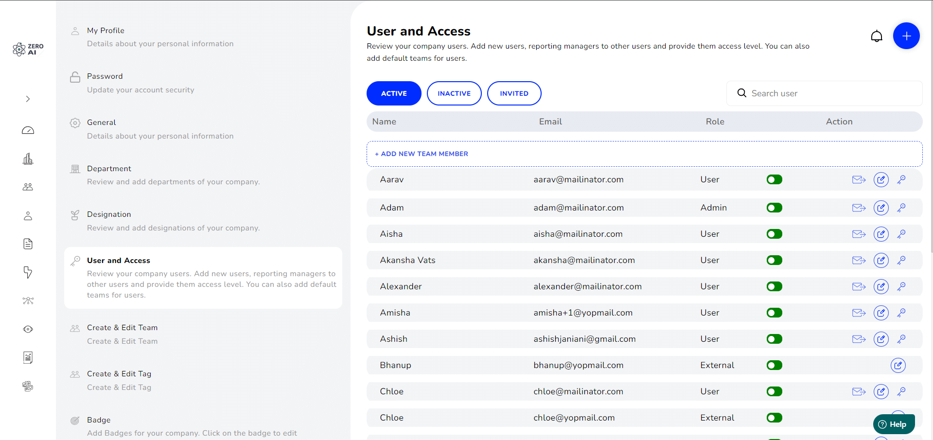 Adding or removing employees on JOP