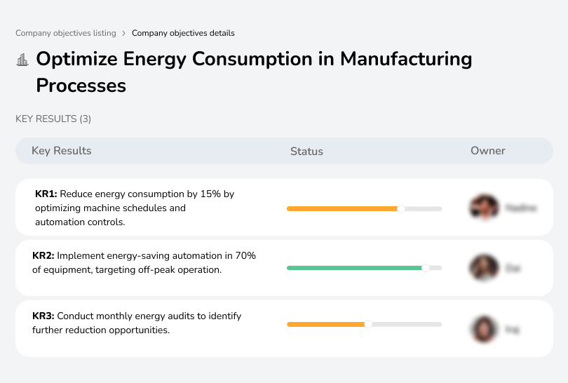 Improve energy efficiency in manufacturing processes to reduce costs and enhance sustainability.