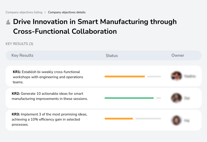 Foster innovation with bi-weekly workshops and cross-team collaboration in smart manufacturing.