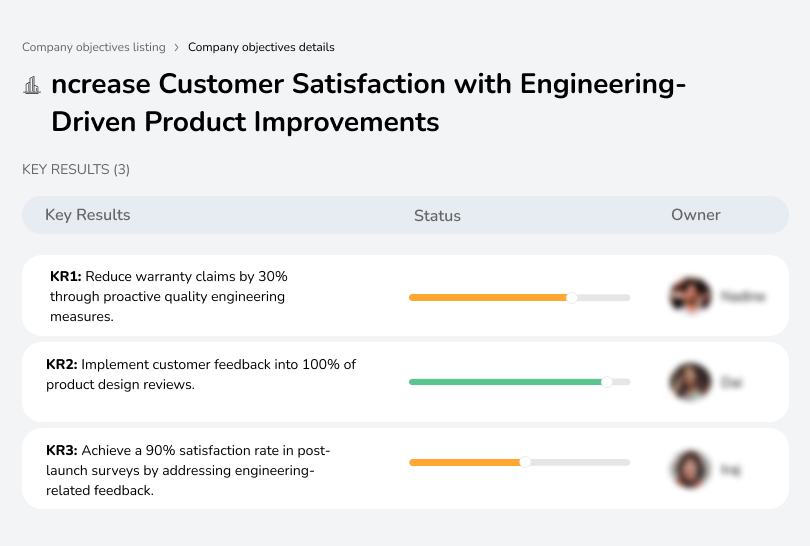 Improve customer satisfaction through engineering-driven product enhancements.