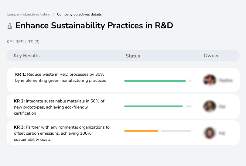 Implement green practices, reduce waste by 30%, and use eco-friendly materials.