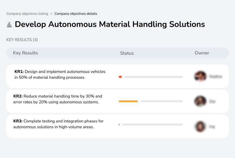 Deploy autonomous vehicles to reduce material handling time and errors by 30%.