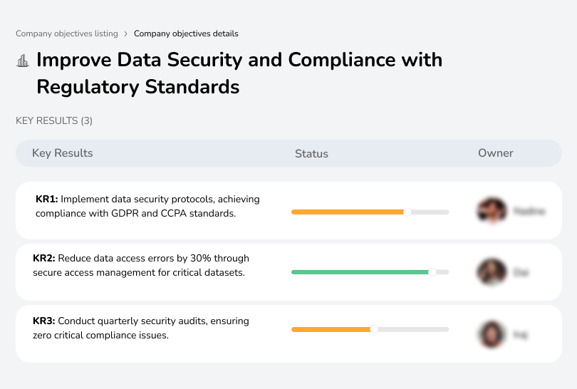 Objective to strengthen data security, ensuring compliance with regulatory standards and protecting data integrity.