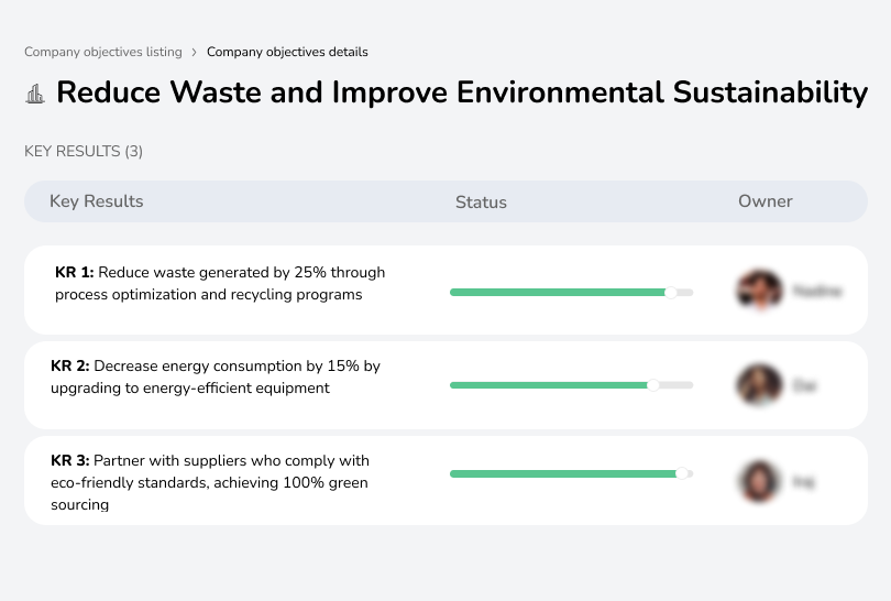 Lower waste and energy consumption, and ensure green sourcing.
