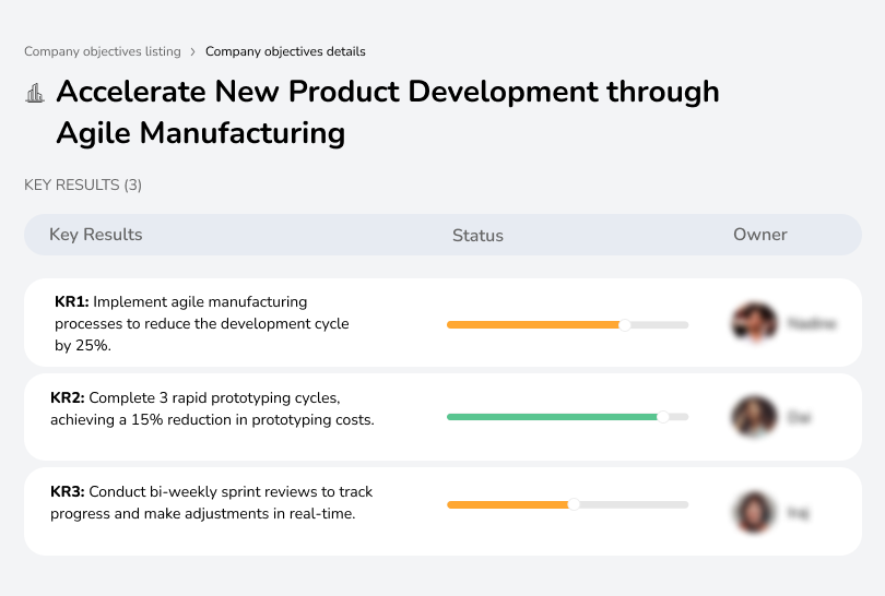 Implement agile practices to reduce product development time and improve responsiveness.
