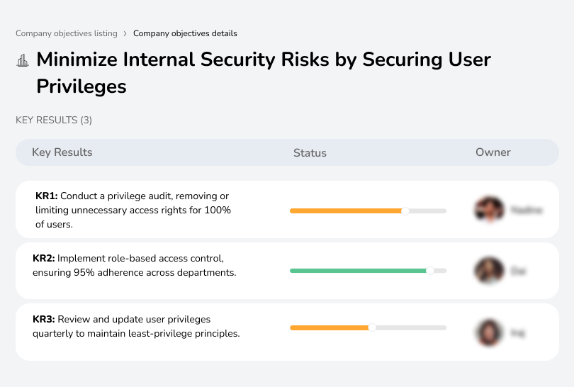 Secure user privileges to reduce internal security risks.
