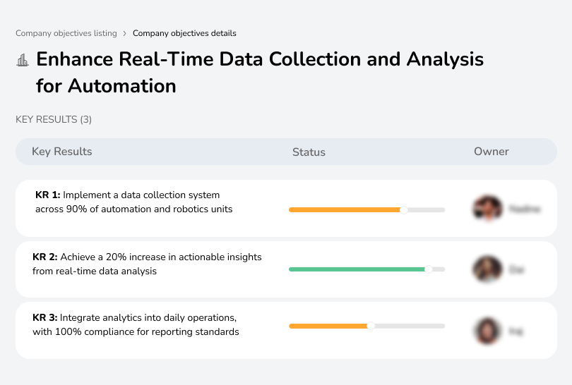 Improve real-time data collection and analysis to optimize automation performance.