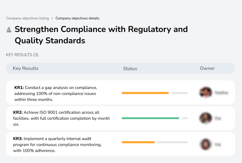 Ensure compliance with industry quality standards and regulations.
