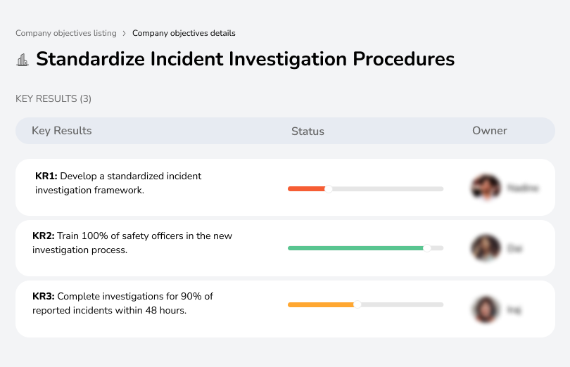 Establish a standardized incident investigation process.
