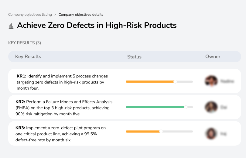 Strive for zero defects in high-risk products to ensure safety and compliance.
