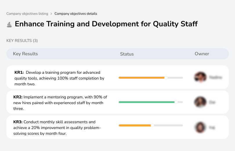 Improve quality staff skills through enhanced training programs.

