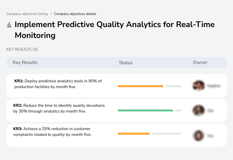 Use predictive analytics for real-time quality monitoring.
