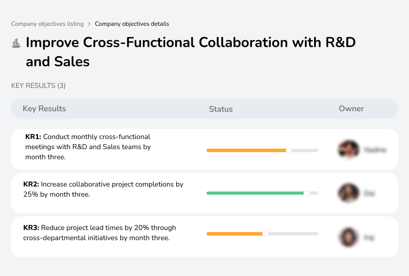 Increase teamwork across R&D, sales, and operations