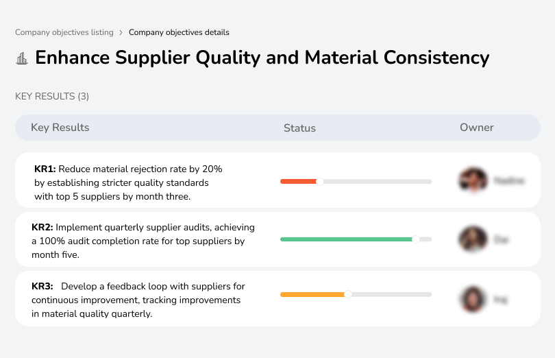 Improve supplier quality to ensure consistent material standards.

