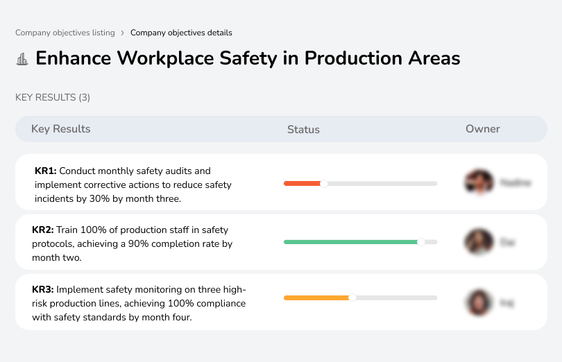 Improve safety standards to reduce accidents in production.