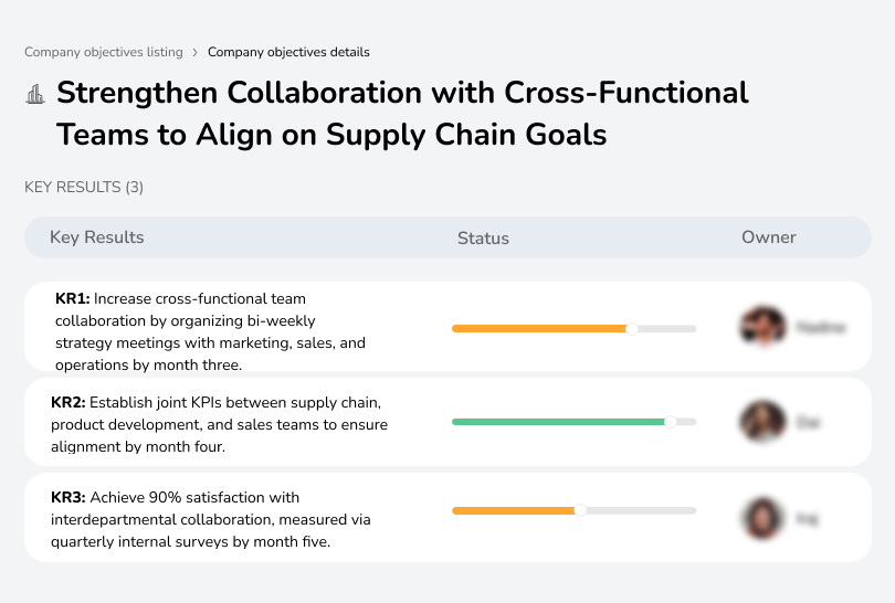 Organize bi-weekly meetings and establish joint KPIs.