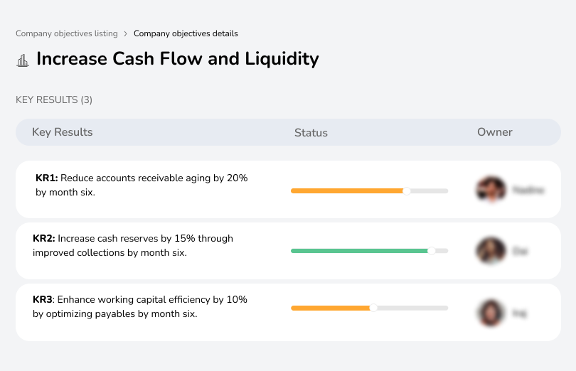 Improve cash flow and liquidity to enhance financial stability and operational flexibility.