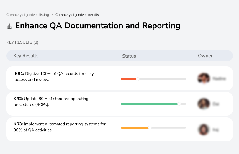 Digitize records, update SOPs, and automate reporting for QA activities.
