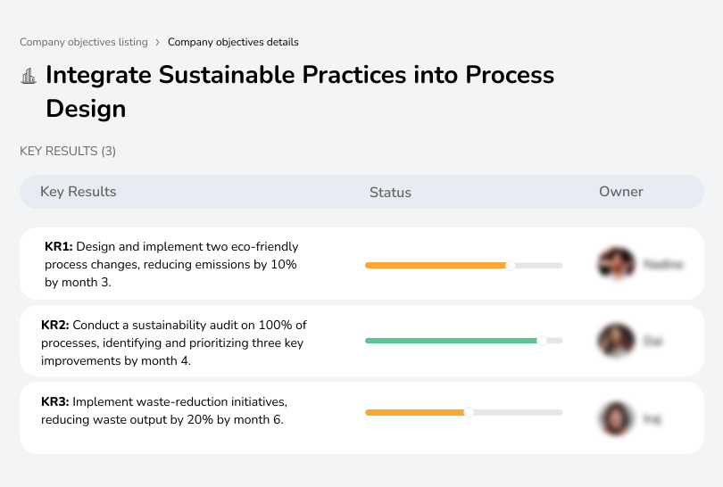 Embed sustainability into process planning and execution.
