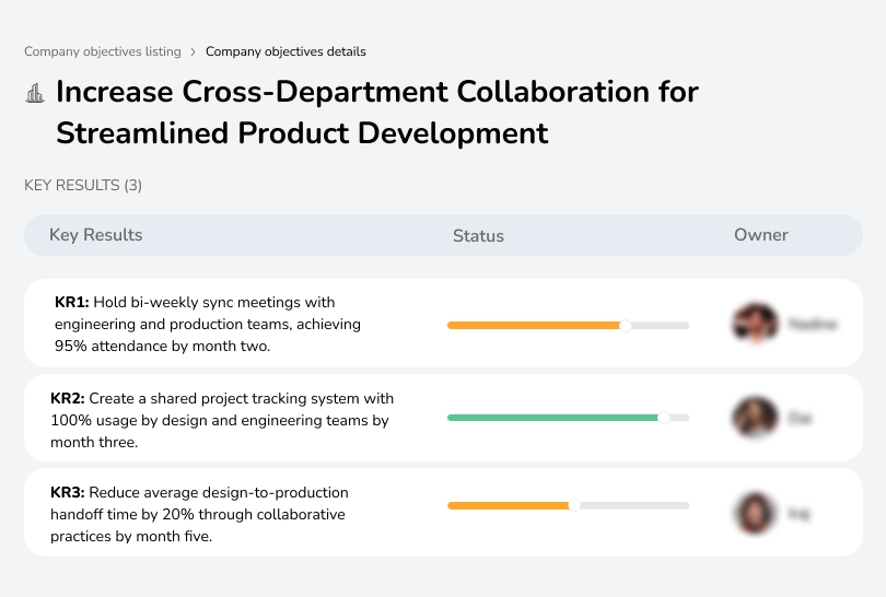 Improve communication between departments to speed up development.