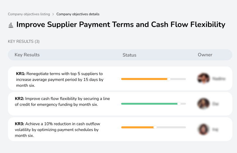 Optimize supplier payment terms to enhance cash flow flexibility and financial stability.