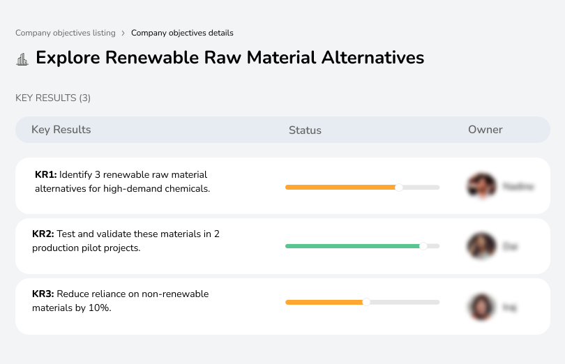 Identify and test renewable materials to reduce reliance on non-renewables.