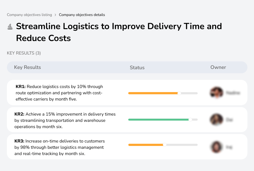 Cut logistics costs by 10% and improve delivery times by 15%.