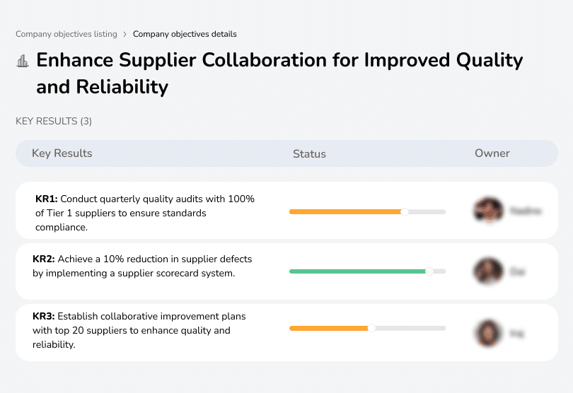 Strengthen supplier collaboration for better product quality and reduced defects.