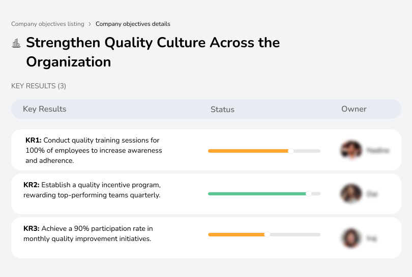 Foster a quality-focused culture to ensure consistent quality efforts.