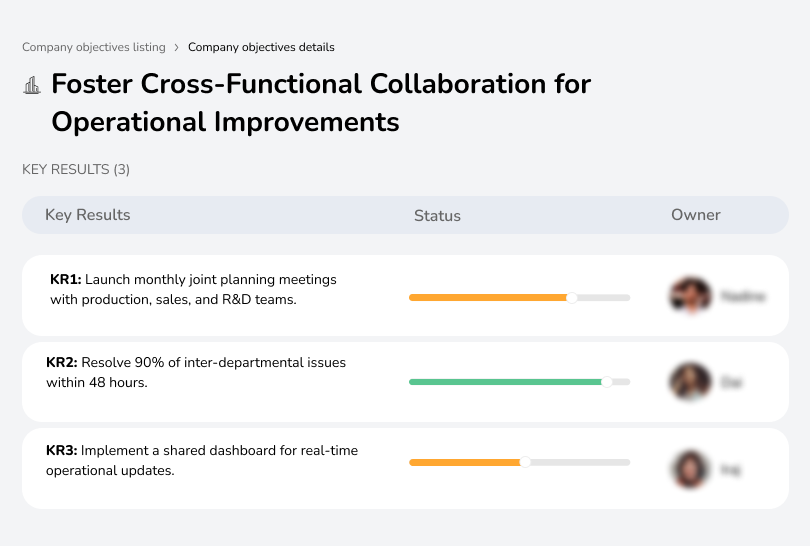 Improve cross-team collaboration for operational improvements.